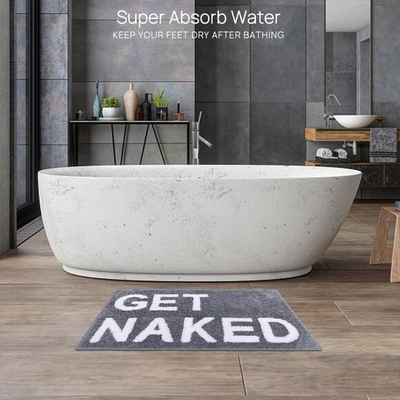 Get Naked Bath Mat - Gray Funny Mat - Bathroom decor - Picture 5 of 7